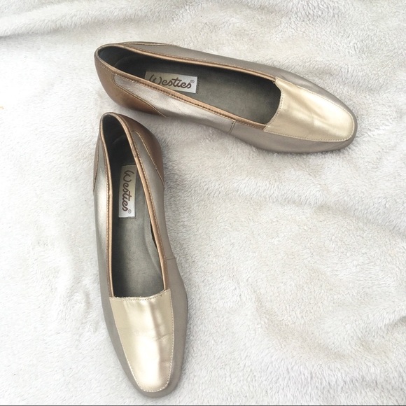 WESTIES gold and bronze leather flats size 6 - Picture 2 of 7